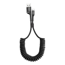 Baseus Fish Eye USB-A - USB-C Spirál Kábel - 1m 2A - Fekete   Baseus Fish Eye USB-A - USB-C Spirál Kábel - 1m 2A - Fekete