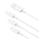 Baseus 3in1 Superior USB-A - USB-C + Lightning + micro Kábel - 1m 3.5A - Fehér