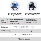 ESR Halolock QI2 MagSafe Autós Töltő és Mágneses Tartó Szellőzőrácsba / Műszerfalra
