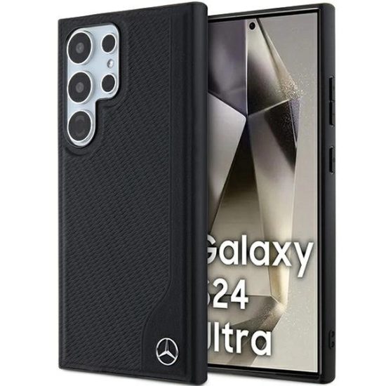 Samsung Galaxy S24 Ultra Tok - Mercedes Leather Degraved Line MagSafe - Fekete