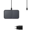 Samsung Wireless Charger Duo Induktív Töltő 15W - Hálózati Töltővel és Kábellel - Fekete