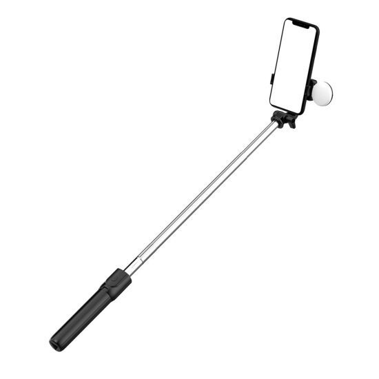 Teleszkópos Szefibot / Állvány LED Lámpával - 1m - Fekete