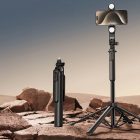 Teleszkópos Szefibot / Állvány Kettős LED Lámpával - 1.75m - Fekete