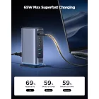 Joyroom JR-TCM02 GaN Hálózati Töltő 65W - 4x USB-C + 2x USB-A - Szürke