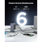 Joyroom JR-TCM02 GaN Hálózati Töltő 65W - 4x USB-C + 2x USB-A - Szürke