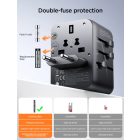 Joyroom JR-TCW02 Utazó Adapter 65W - EU / US / UK / JP / AU / CN - Fekete