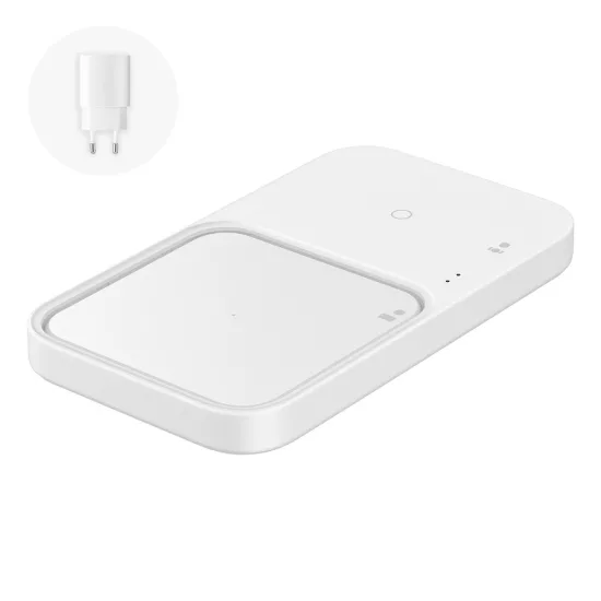 Samsung Wireless Charger Duo Induktív Töltő 15W - Hálózati Töltővel és Kábellel - Fehér