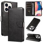 iPhone 16 Pro Tok - Leather Book Case - Fekete