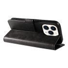 iPhone 16 Pro Tok - Leather Book Case - Fekete