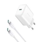Joyroom JR-TCF24 Hálózati Töltő 30W - USB-C + 1m C-C Kábel - Fehér