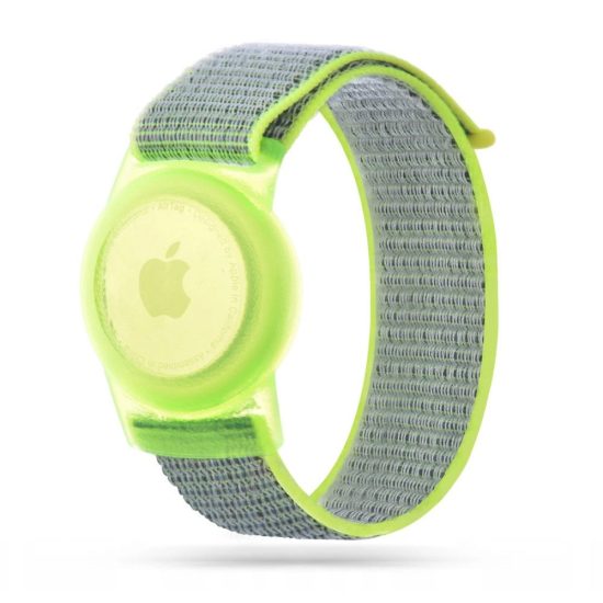 Apple AirTag Gyermek Csuklópántos Tok - Tech-Protect Nylon Strap - Zöld
