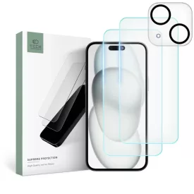   iPhone 15 Kijelzővédő és Kameravédő Üvegfólia Készlet - Tech-Protect Supreme Set