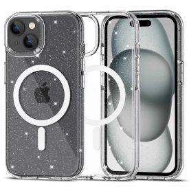 iPhone 15 Plus Tok - Tech-Protect FlexAir Hybrid MagSafe - Átlátszó-Csillogó   iPhone 15 Plus Tok - Tech-Protect FlexAir Hybrid MagSafe - Átlátszó-Csillogó