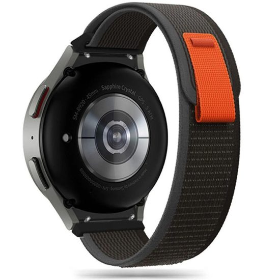 Samsung Galaxy Watch 4/5/5 Pro/6/7/FE Szíj - Tech-Protect Nylon Strap - Fekete-Narancs