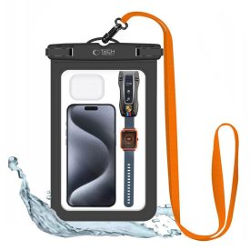 Tech-Protect UWC9 Univerzális Vízálló Tok - 8.9" - Fekete-Narancs   Tech-Protect UWC9 Univerzális Vízálló Tok - 8.9" - Fekete-Narancs