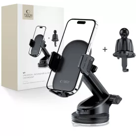   Tech-Protect V7 Autós Tartó - Tapadókorong + Szellőzőrács - Fekete