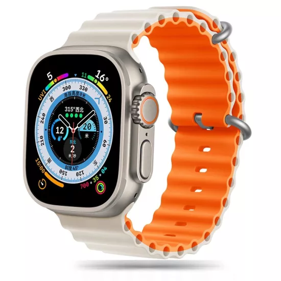 Apple Watch 4 / 5 / 6 / 7 / 8 / 9 / 10 / SE / Ultra 1 / 2 (44/45/46/49 mm) Szíj - Tech-Protect IconBand Pro - Bézs-Narancs
