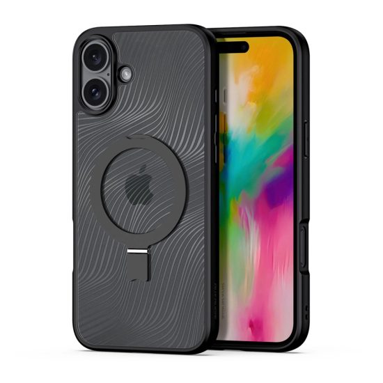 iPhone 16 Tok - Dux Ducis Aimo Mag Támasztékkal - Fekete