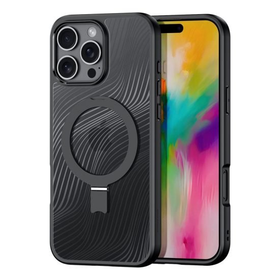 iPhone 16 Pro Max Tok - Dux Ducis Aimo Mag Támasztékkal - Fekete