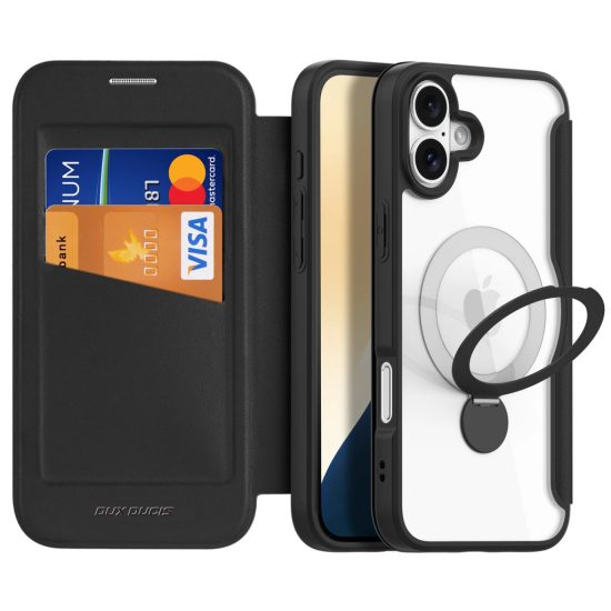 iPhone 16 Tok - Dux Ducis Skin X Pro + MagSafe Gyűrűs Állvány - Fekete