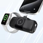 Wozinsky WF16-YCS Power Bank - 5000mAh 15W - Beépített USB-C Kábellel és Apple Watch Töltővel - Fekete