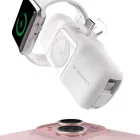 Wozinsky WF16-YCS Power Bank - 5000mAh 15W - Beépített USB-C Kábellel és Apple Watch Töltővel - Fehér