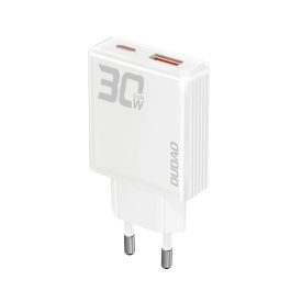 Dudao A30EU GaN Hálózati Töltő 30W - USB-A + USB-C - Fehér   Dudao A30EU GaN Hálózati Töltő 30W - USB-A + USB-C - Fehér
