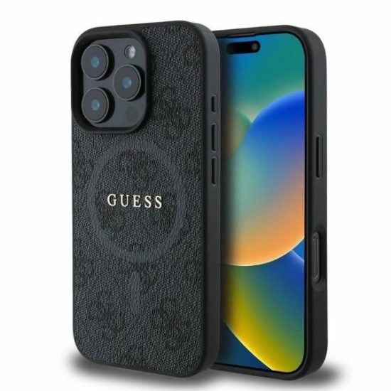 iPhone 16 Pro Tok - Guess 4G Ring Classic Logo MagSafe - Fekete