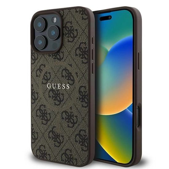 iPhone 16 Pro Tok - Guess 4G Ring Classic Logo MagSafe - Barna