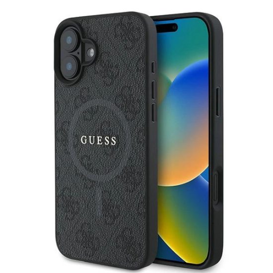 iPhone 16 Plus Tok - Guess 4G Ring Classic Logo MagSafe - Fekete