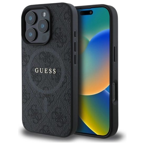 iPhone 16 Pro Max Tok - Guess 4G Ring Classic Logo MagSafe - Fekete