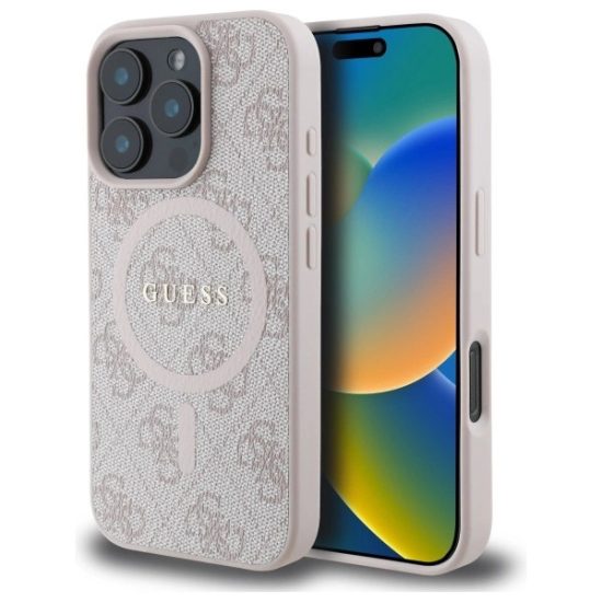 iPhone 16 Pro Max Tok - Guess 4G Ring Classic Logo MagSafe - Pink