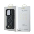 iPhone 16 Pro Tok - Guess Quilted Metal Logo - Fekete