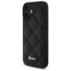iPhone 16 Plus Tok - Guess Quilted Metal Logo - Fekete