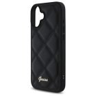 iPhone 16 Plus Tok - Guess Quilted Metal Logo - Fekete