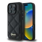 iPhone 16 Pro Max Tok - Guess Quilted Metal Logo - Fekete