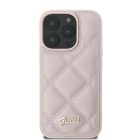 iPhone 16 Pro Max Tok - Guess Quilted Metal Logo - Pink