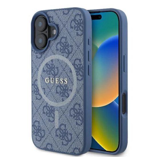 iPhone 16 Tok - Guess 4G Ring Classic Logo MagSafe - Kék