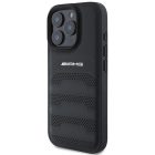 iPhone 16 Pro Max Tok - AMG Leather Debossed Lines - Fekete