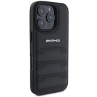 iPhone 16 Pro Max Tok - AMG Leather Debossed Lines - Fekete