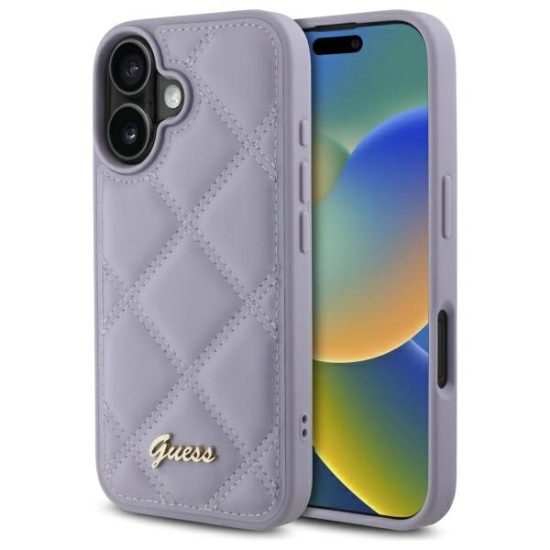 iPhone 16 Tok - Guess Quilted Metal Logo - Lila