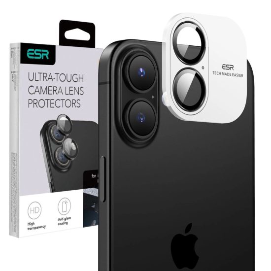 iPhone 16 / 16 Plus Kameravédő Üvegfólia - ESR Armorite - Fekete