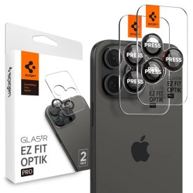   iPhone 14 Pro / Pro Max / 15 Pro / Pro Max / 16 Pro / 16 Pro Max / 17 Pro / 17 Pro Max Lencsevédő - Spigen Glas.tR EZ Fit Optik Pro L-Series - Fekete x 2 db