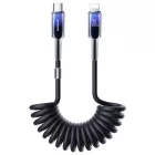 Joyroom USB-C - Lightning Crystal-Clear Spirál Kábel - 1.5m 2A 30W - Fekete
