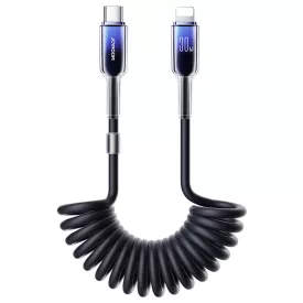   Joyroom USB-C - Lightning Crystal-Clear Spirál Kábel - 1.5m 2A 30W - Fekete
