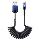 Joyroom Crystal-Clear USB-A - Lightning Spirál Kábel - 1.5m 3A - Fekete