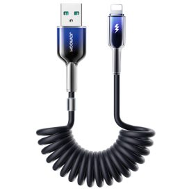 Joyroom Crystal-Clear USB-A - Lightning Spirál Kábel - 1.5m 3A - Fekete   Joyroom Crystal-Clear USB-A - Lightning Spirál Kábel - 1.5m 3A - Fekete
