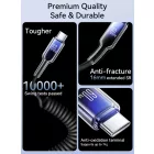 Joyroom USB-A - USB-C Crystal-Clear Spirál Kábel - 1.5m 3A - Fekete