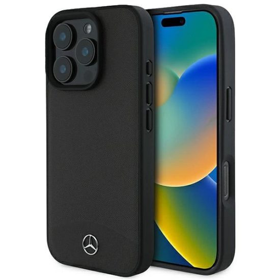 iPhone 16 Pro Tok - Mercedes Textured And Plain Leather MagSafe - Fekete