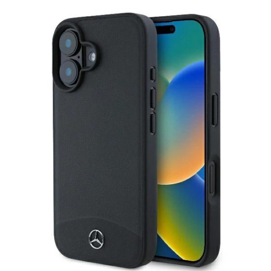 iPhone 16 Tok - Mercedes Textured And Plain Leather MagSafe - Fekete
